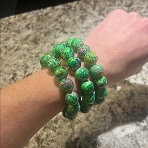 Green Beaded Bracelet Set